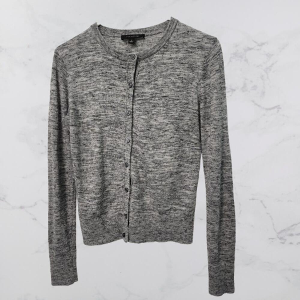 Ann Taylor Black Heather Wool Linen Alpaca Blend Cardigan Small